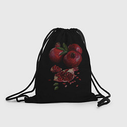 Рюкзак-мешок Сочные гранаты на черном фоне, цвет: 3D-принт