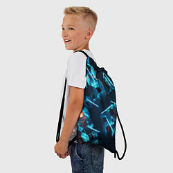 Рюкзак-мешок Неоновые фигуры с лазерами - Голубой, цвет: 3D-принт — фото 2