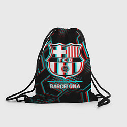 Рюкзак-мешок Barcelona FC в стиле Glitch на темном фоне, цвет: 3D-принт