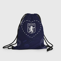 Мешок для обуви Лого Aston Villa в сердечке на фоне мячей