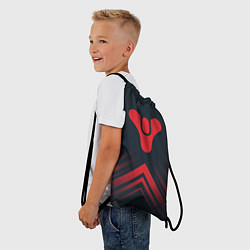 Рюкзак-мешок Красный Символ Destiny на темном фоне со стрелками, цвет: 3D-принт — фото 2