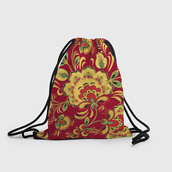 Рюкзак-мешок Хохломская Роспись Цветы На красном Фоне, цвет: 3D-принт