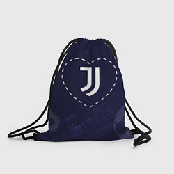 Рюкзак-мешок Лого Juventus в сердечке на фоне мячей, цвет: 3D-принт