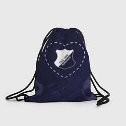 Рюкзак-мешок Лого Hoffenheim в сердечке на фоне мячей, цвет: 3D-принт
