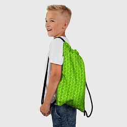 Рюкзак-мешок Зеленые узоры в виде листочков, цвет: 3D-принт — фото 2