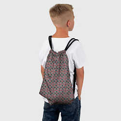 Рюкзак-мешок Красный, черный квадраты на гранжевом сером, цвет: 3D-принт — фото 2