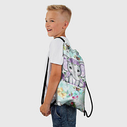 Рюкзак-мешок Милая слониха в цветах, цвет: 3D-принт — фото 2
