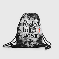 Рюкзак-мешок Relax Take it easy надпись с черепами, цвет: 3D-принт