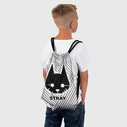 Рюкзак-мешок Символ Stray на светлом фоне с полосами, цвет: 3D-принт — фото 2