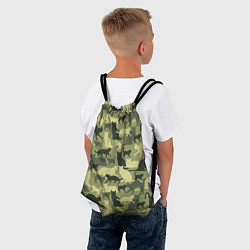 Рюкзак-мешок Кошачий камуфляж в зеленой гамме, цвет: 3D-принт — фото 2
