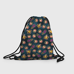 Рюкзак-мешок Баклажаны персики бананы паттерн, цвет: 3D-принт