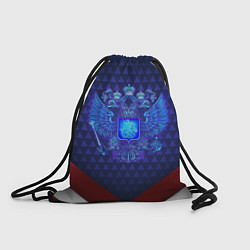 Рюкзак-мешок Синий неоновый герб России, цвет: 3D-принт