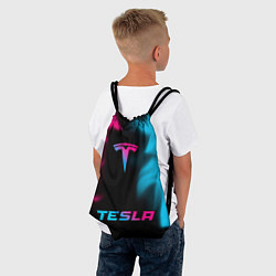 Рюкзак-мешок Tesla - neon gradient: символ, надпись, цвет: 3D-принт — фото 2
