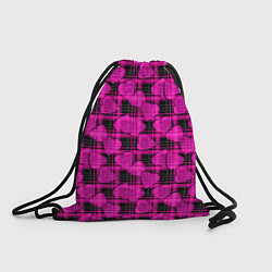 Рюкзак-мешок Black and pink hearts pattern on checkered, цвет: 3D-принт