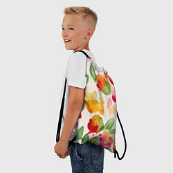 Рюкзак-мешок Романтичные акварельные цветы, цвет: 3D-принт — фото 2