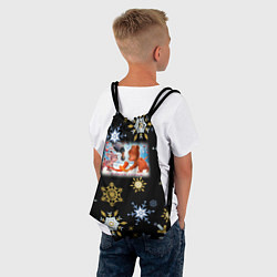 Рюкзак-мешок Новый год мишка и зайчик играют в хоккей, цвет: 3D-принт — фото 2