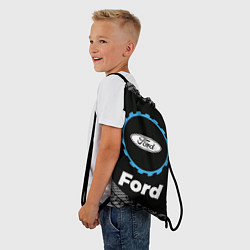 Рюкзак-мешок Ford в стиле Top Gear со следами шин на фоне, цвет: 3D-принт — фото 2