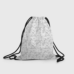 Рюкзак-мешок Белые цветы на светло сером, цвет: 3D-принт