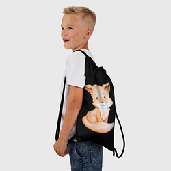 Рюкзак-мешок Маленький Лисёнок На Чёрном Фоне, цвет: 3D-принт — фото 2
