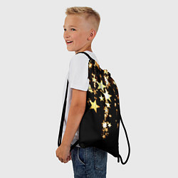 Рюкзак-мешок Золотые праздничные звезды, цвет: 3D-принт — фото 2