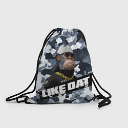 Рюкзак-мешок Камуфляж обезьяна в шапке-ушанке like dat, цвет: 3D-принт