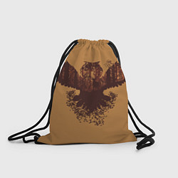 Рюкзак-мешок Летящая сова и осенний лес, цвет: 3D-принт