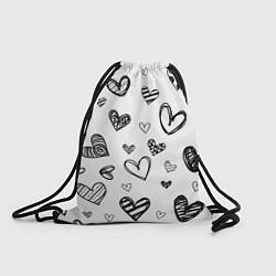 Рюкзак-мешок Сердца нарисованные карандашом, цвет: 3D-принт