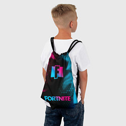 Рюкзак-мешок Fortnite - neon gradient: символ, надпись, цвет: 3D-принт — фото 2