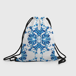 Рюкзак-мешок Гжель синие цветы, цвет: 3D-принт