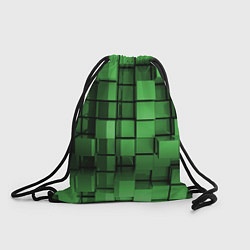Рюкзак-мешок Киберпанк броня - Зелёный металлические кубы, цвет: 3D-принт