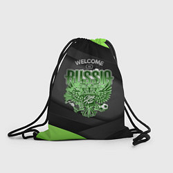 Рюкзак-мешок Герб России - спортивный черно-зеленый стиль, цвет: 3D-принт