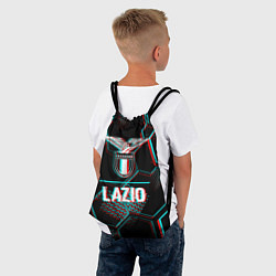 Рюкзак-мешок Lazio FC в стиле glitch на темном фоне, цвет: 3D-принт — фото 2