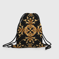 Рюкзак-мешок Золотая гжель золотой узор, цвет: 3D-принт