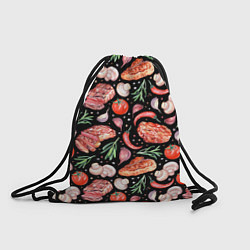 Рюкзак-мешок Мясо, помидоры, шампиньоны, цвет: 3D-принт
