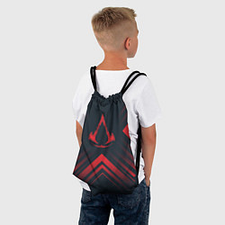Рюкзак-мешок Красный символ Assassins Creed на темном фоне со с, цвет: 3D-принт — фото 2