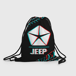 Мешок для обуви Значок Jeep в стиле glitch на темном фоне