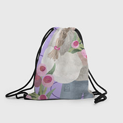 Рюкзак-мешок Девушка с тюльпанами, цвет: 3D-принт