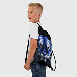 Рюкзак-мешок Синий неоновый тигр, цвет: 3D-принт — фото 2