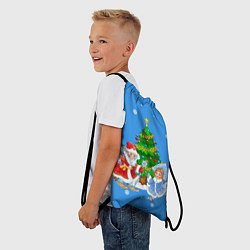 Рюкзак-мешок Дед Мороз, Снегурочка и елка, цвет: 3D-принт — фото 2