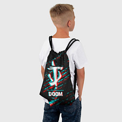 Рюкзак-мешок Doom в стиле glitch и баги графики на темном фоне, цвет: 3D-принт — фото 2