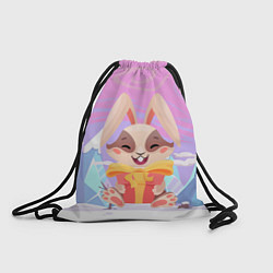 Рюкзак-мешок Радостный зайка с подарком, цвет: 3D-принт