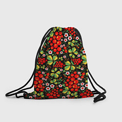 Рюкзак-мешок Русские узоры - цветы и ягоды, цвет: 3D-принт