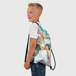 Рюкзак-мешок Новогодние каникулы - дети лепят снеговика, цвет: 3D-принт — фото 2