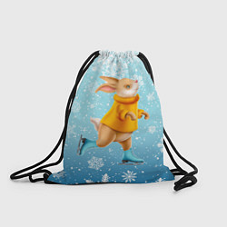 Рюкзак-мешок Кролик на коньках в снегопад, цвет: 3D-принт