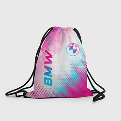 Мешок для обуви BMW neon gradient style: надпись, символ