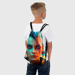 Рюкзак-мешок Нейросеть - девушка в стиле киберпанк, цвет: 3D-принт — фото 2