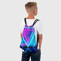 Рюкзак-мешок Неоновые треугольники на горизонте, цвет: 3D-принт — фото 2