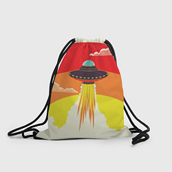 Рюкзак-мешок Ретро футуризм летающий корабль НЛО, цвет: 3D-принт