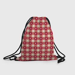 Рюкзак-мешок Белые звезды на бежево-красной клетке, цвет: 3D-принт