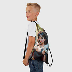 Рюкзак-мешок Нейросеть - аниме девушка в лесу, цвет: 3D-принт — фото 2